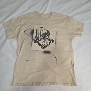 Star Wars Mandalorian Bounty Hunter Stencil Art T-Shirt Custom Spray Paint